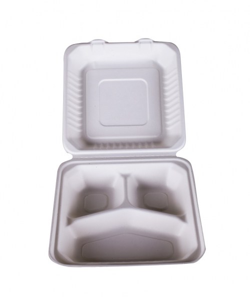 Lunch Box with Compartments Sugarcane (Μπώλ Φαγητού από Ζαχαροκάλαμο με Χωρίσματα)